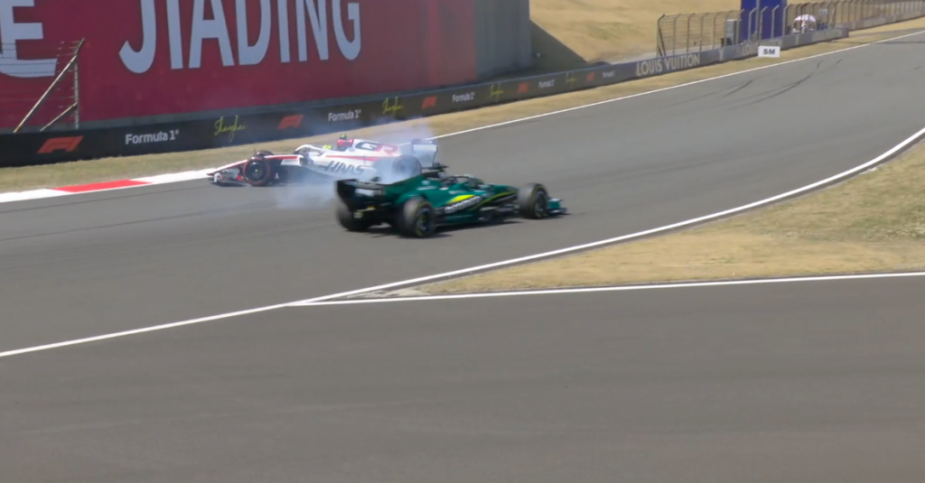 Oliver Bearman spins on track Oliver Bearman's Haas stationary sideways on track after a spin with Lance Stroll's Aston Martin approaching after Turn 4 during Free Practice 1 at the 2025 Chinese Grand Prix in Shanghai.